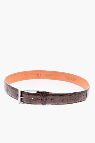 Metal Buckle Crocodile Leather Belt