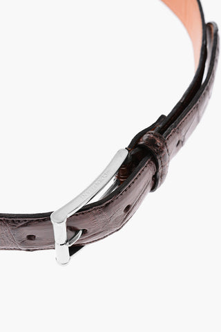 Metal Buckle Crocodile Leather Belt