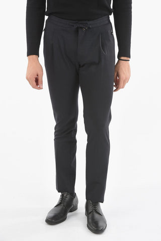 ID COLLECTION Pantalone con Elastico Stringhe e Tasca con Zip