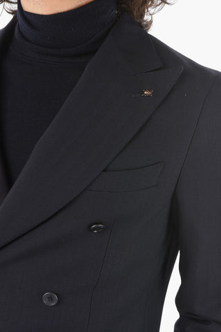 CC COLLECTION Double-breasted REWARD Herringbone Wool Blend Suit