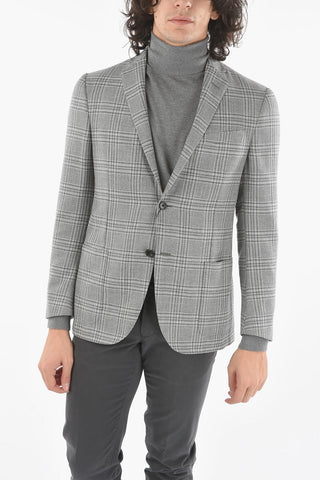 Half-Lined Tartan Blazer with Welt Pocket and Notch Lapel