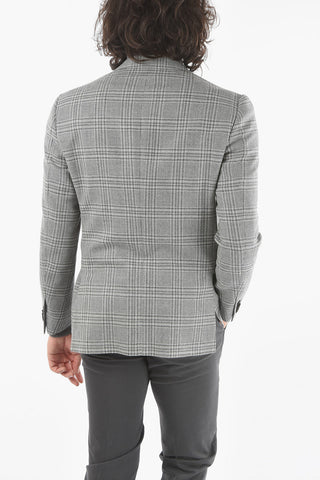 Half-Lined Tartan Blazer with Welt Pocket and Notch Lapel