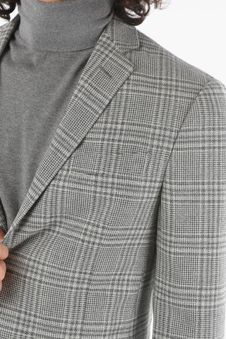 Half-Lined Tartan Blazer with Welt Pocket and Notch Lapel