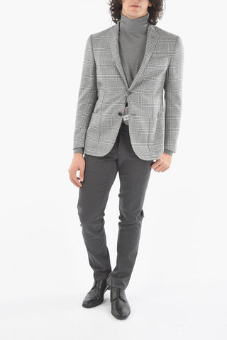 Half-Lined Tartan Blazer with Welt Pocket and Notch Lapel