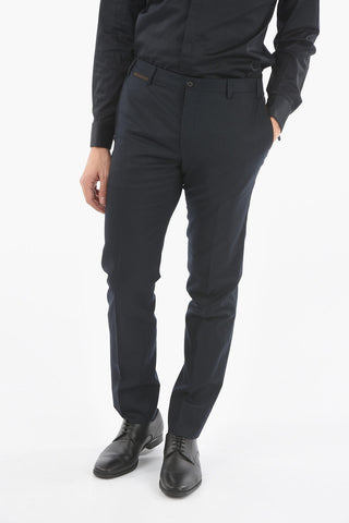 Elegant Wool Trousers with Constrasting Details