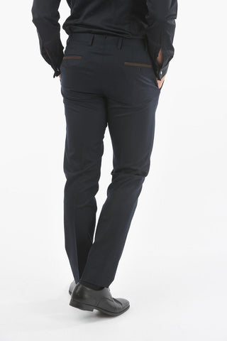 Elegant Wool Trousers with Constrasting Details