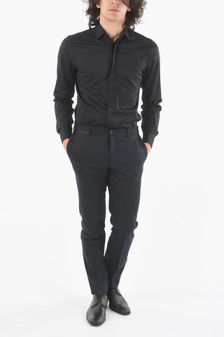 Elegant Wool Trousers with Constrasting Details