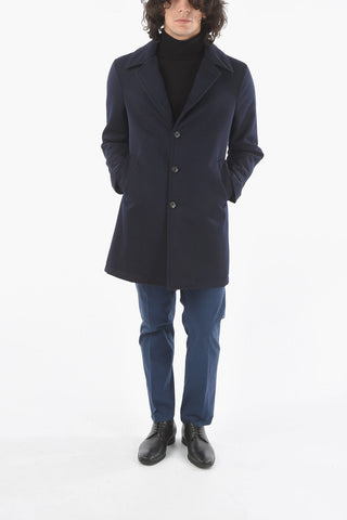 Lined Coat with Peak Lapel Back Vent and Flap Pocket