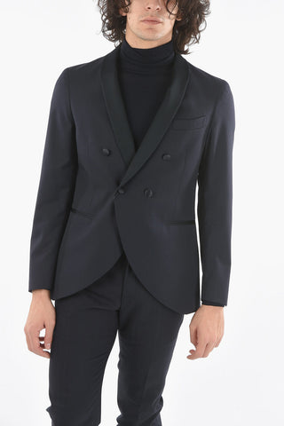 CC COLLECTION Blazer Tight Doppiopetto con Rever a Scialle in Satin