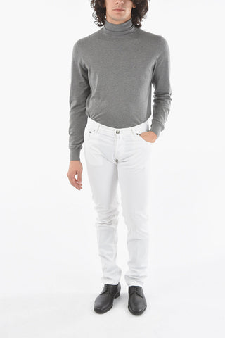 ID COLLECTION Jeans con Cinque Tasche e Chiusura con Bottoni e Ricamo