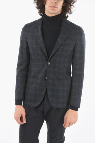 CC COLLECTION Half Lined Single Breasted Checkered Blazer