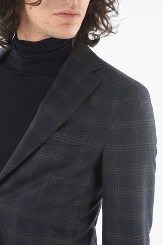 CC COLLECTION Half Lined Single Breasted Checkered Blazer