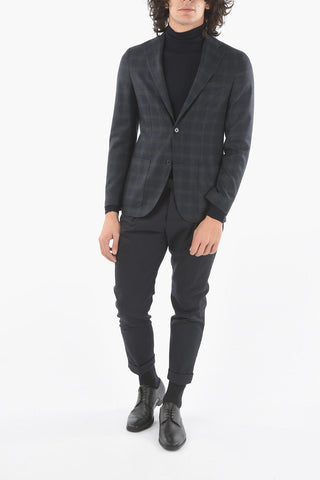 CC COLLECTION Half Lined Single Breasted Checkered Blazer
