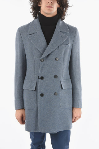 Lined Double-Breasted Coat with Back Half-Belt