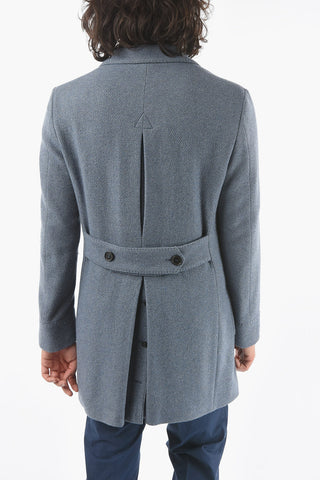 Lined Double-Breasted Coat with Back Half-Belt
