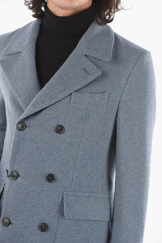 Lined Double-Breasted Coat with Back Half-Belt