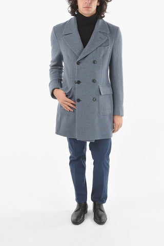 Lined Double-Breasted Coat with Back Half-Belt