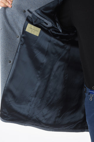 Lined Double-Breasted Coat with Back Half-Belt