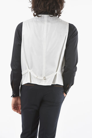 Silk Gilet with Herringbone Pattern