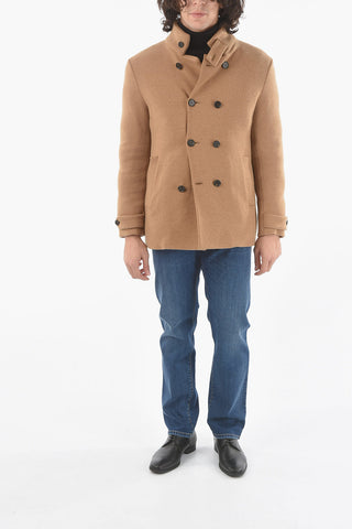 Cappotto Imbottito Semifoderato Doppiopetto con Linguette sulle Maniche