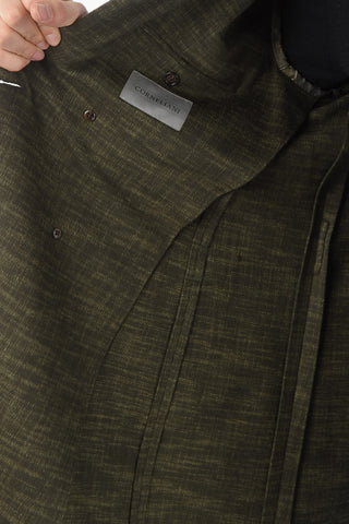Half-Lined Double-Breasted Coat with Back Half-Belt and Flap Pocket