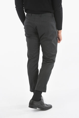 CC COLLECTION Wool and Polyester Elegant Trousers Closed with Buttons and Hook