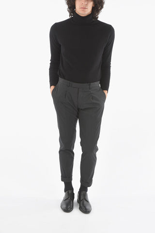 CC COLLECTION Wool and Polyester Elegant Trousers Closed with Buttons and Hook