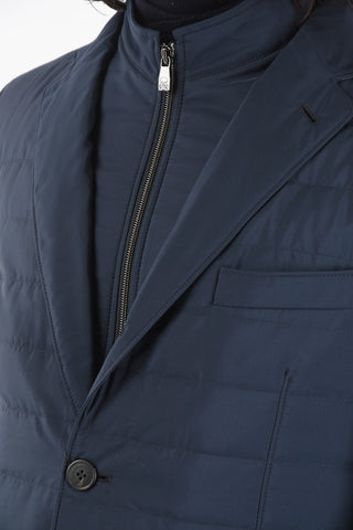 Padded Half-Lined Jacket with Chest Piece and Flap Pocket
