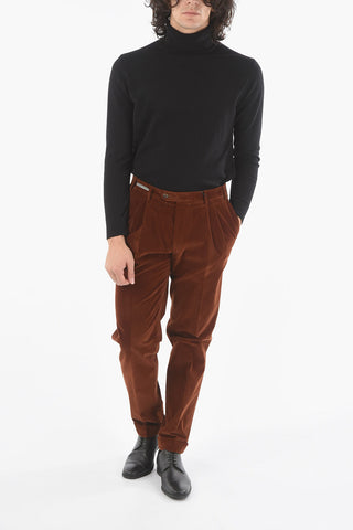 Corduroy Pants with Double Pleat