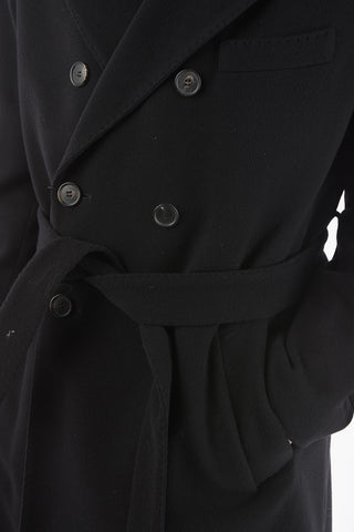 Cappotto Trench in Lana Semifoderato Doppiopetto con Tasca a Toppa