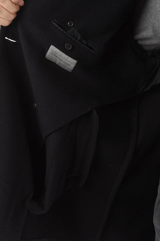 Cappotto Trench in Lana Semifoderato Doppiopetto con Tasca a Toppa