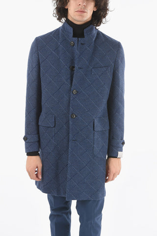 Wool Half-Lined Windowpane Check Coat