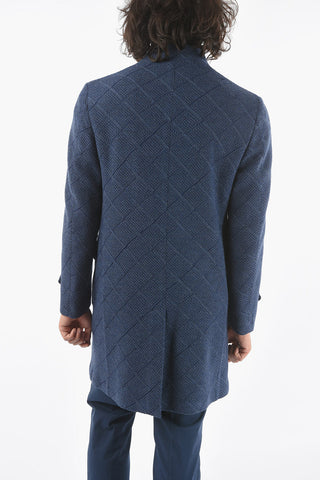 Wool Half-Lined Windowpane Check Coat