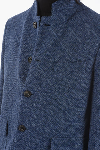 Wool Half-Lined Windowpane Check Coat