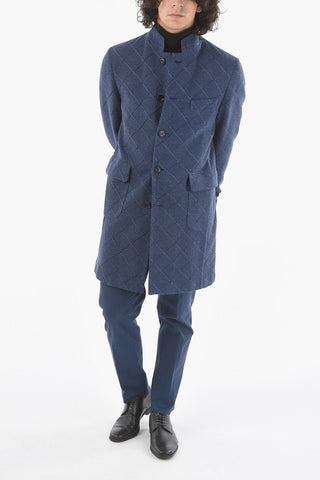 Wool Half-Lined Windowpane Check Coat