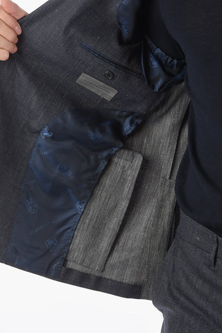 Half Lined Single Breasted Wool Blend Suit