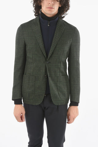 SPORTSWEAR Wool Windowpane Check Blazer with Chest Piece