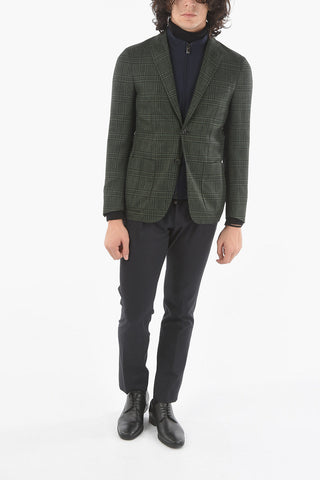 SPORTSWEAR Wool Windowpane Check Blazer with Chest Piece
