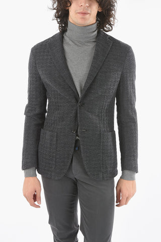 Unlined Wool Blazer with Welt Pocket and Side Vent