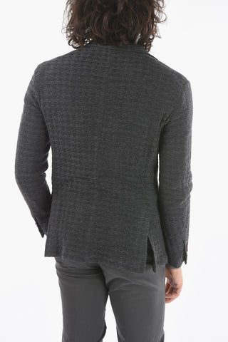 Unlined Wool Blazer with Welt Pocket and Side Vent