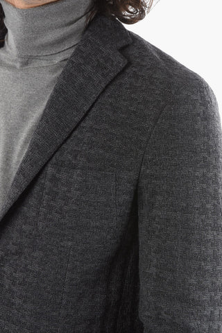 Unlined Wool Blazer with Welt Pocket and Side Vent