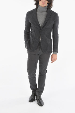 Unlined Wool Blazer with Welt Pocket and Side Vent