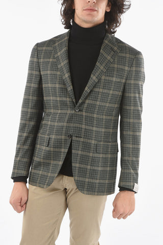 GATE Lined Windowpane Check Blazer with Flap Pocket