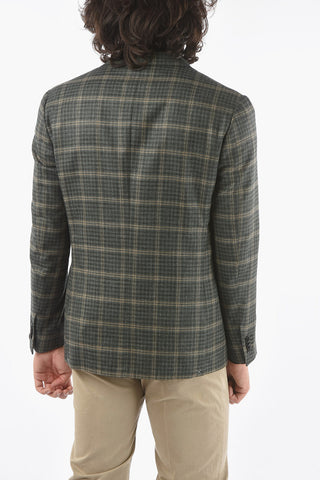 GATE Lined Windowpane Check Blazer with Flap Pocket