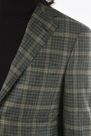 GATE Lined Windowpane Check Blazer with Flap Pocket