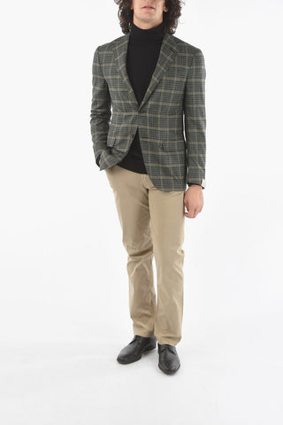 GATE Lined Windowpane Check Blazer with Flap Pocket