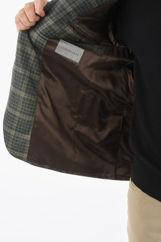 GATE Lined Windowpane Check Blazer with Flap Pocket