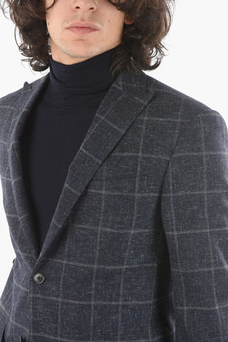 2 Button Peak Lapel ACADEMY Windowpane Check Blazer