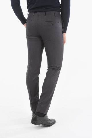 Micro Houndstooth Motif ACADEMY Virgin Wool Pants
