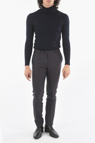 Micro Houndstooth Motif ACADEMY Virgin Wool Pants